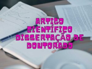 Exemplo de artigo científico em dissertação de doutorado com gráficos e lupa sobre texto impresso