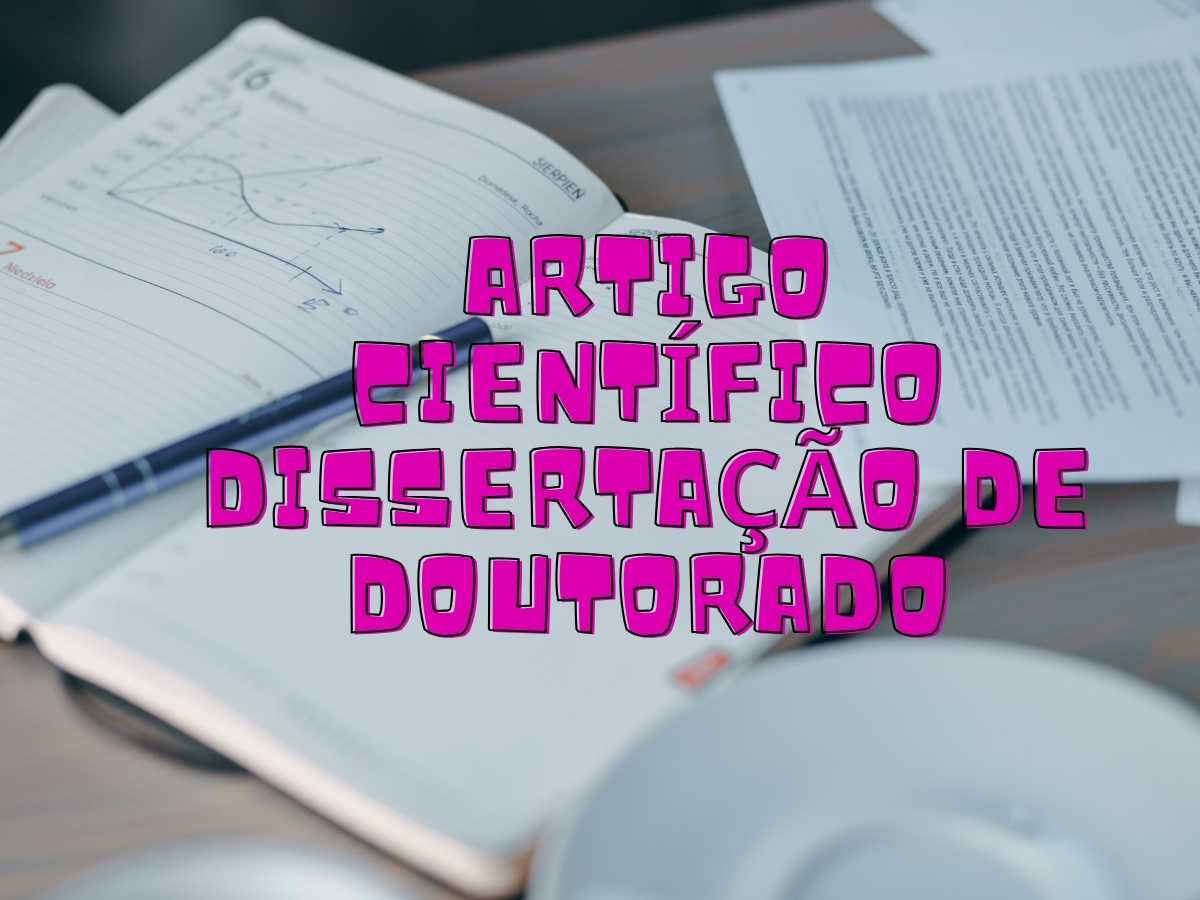 Exemplo de artigo científico em dissertação de doutorado com gráficos e lupa sobre texto impresso