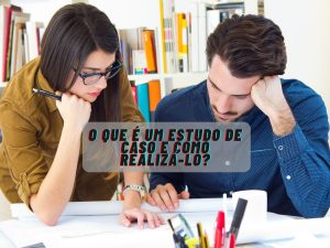 Rapaz e moça pesquisando como realizar um estudo de caso