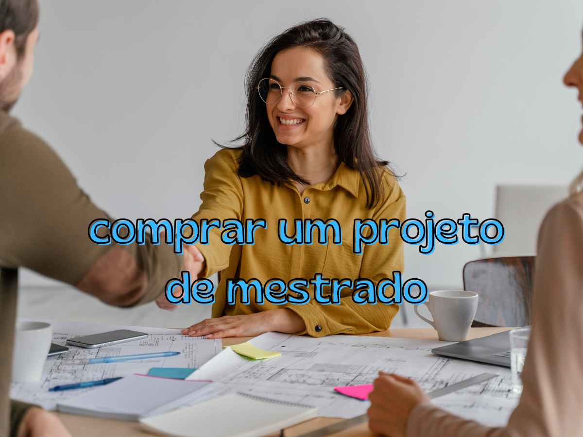 Pessoa recebendo aperto de mão em reunião de projeto de mestrado com documentos sobre a mesa