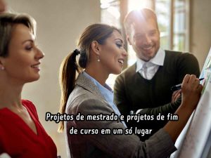 Profissionais colaborando em um projeto de mestrado e de fim de curso com planejamento conjunto.